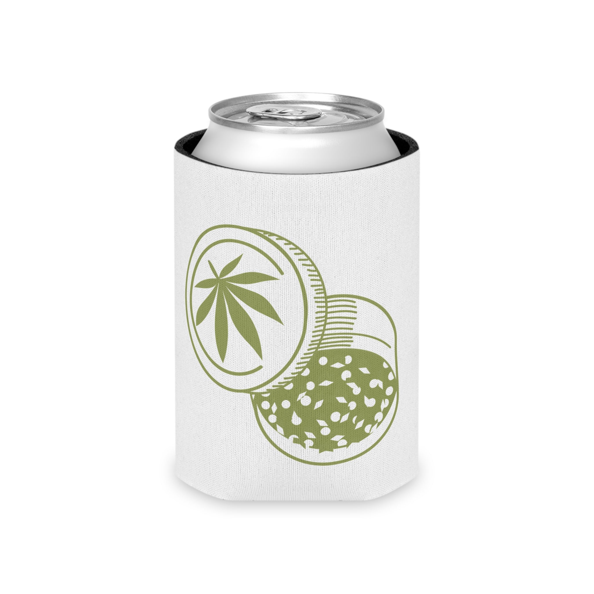 Can Cooler — Green Cannabis Grinder Graphic Koozie