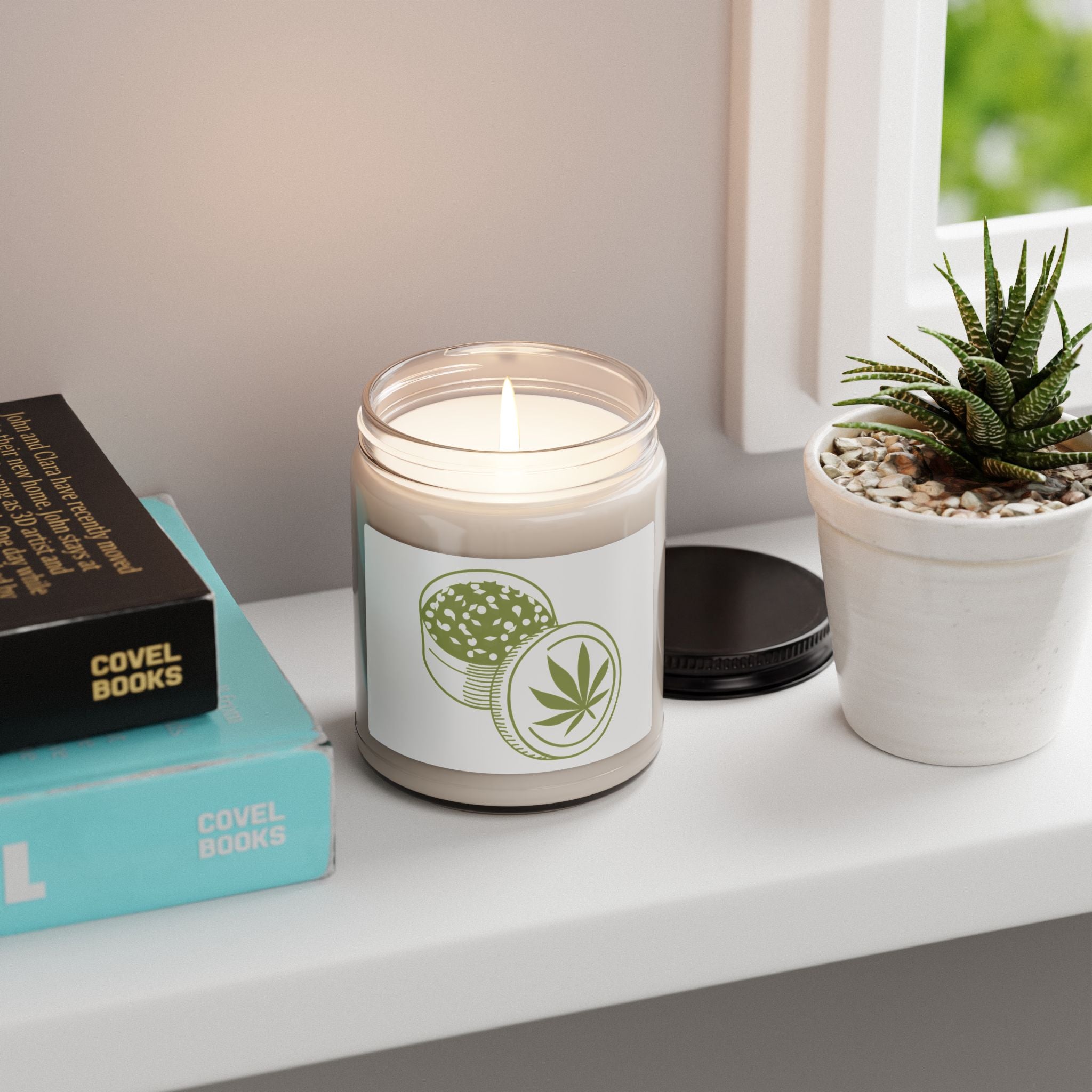 Cannabis Grinder Soy Candle — 9oz Scented Jar for Relaxation & Gift