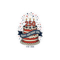 250th Birthday USA Cake Sticker | 1776–2026, 4th of July Patriotic Sticker