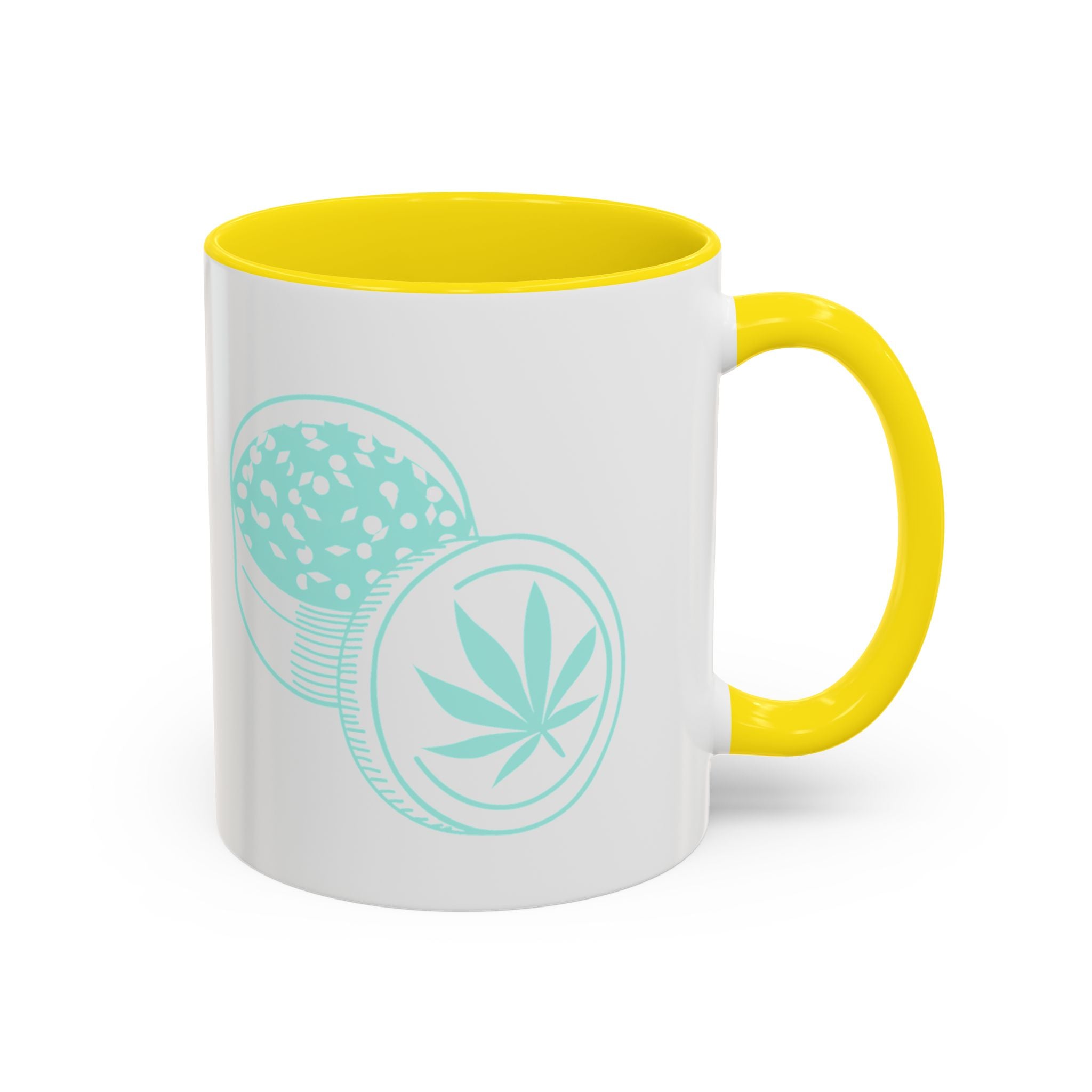 Cannabis Cookie Accent Coffee Mug – 11/15oz Hemp Leaf Design