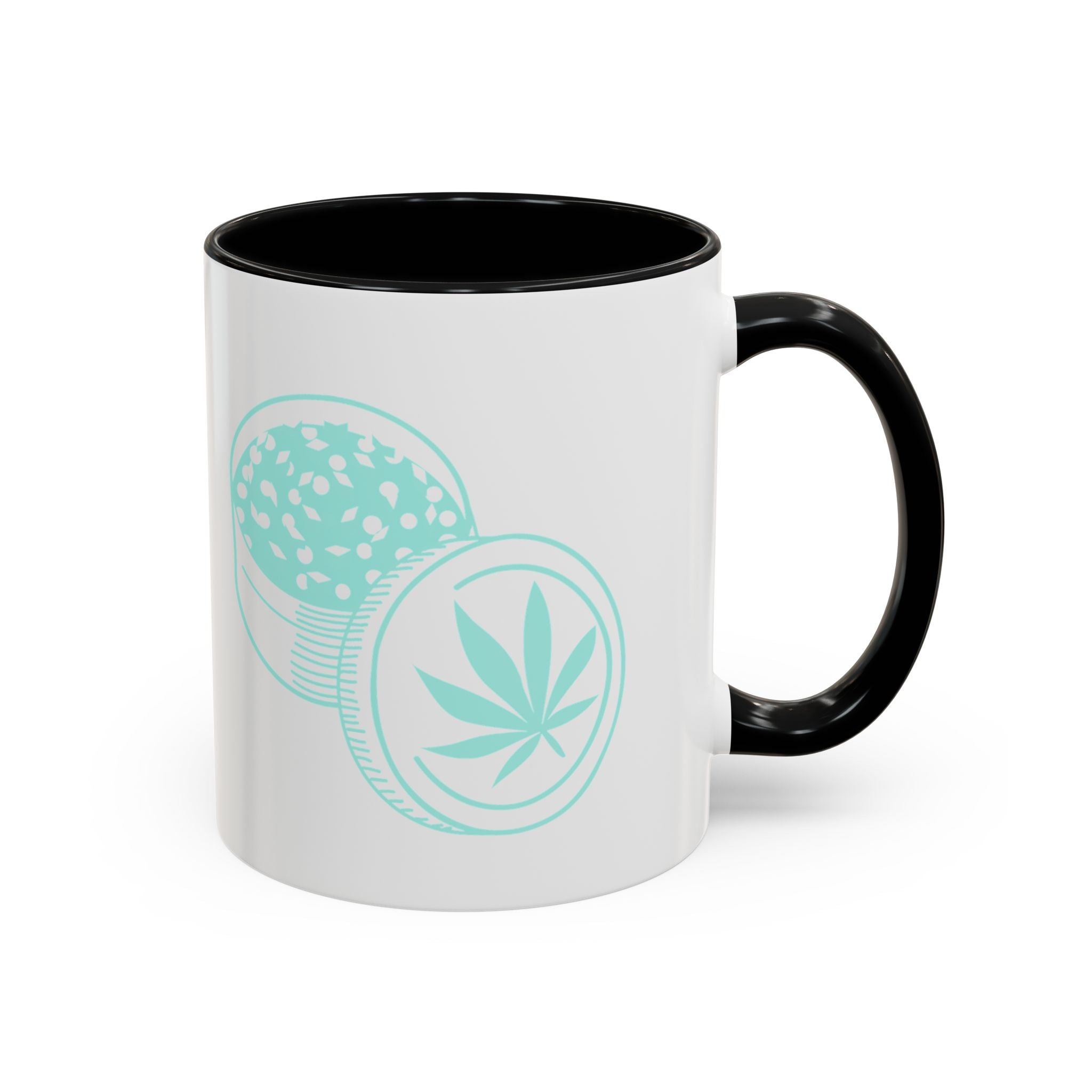 Cannabis Cookie Accent Coffee Mug – 11/15oz Hemp Leaf Design