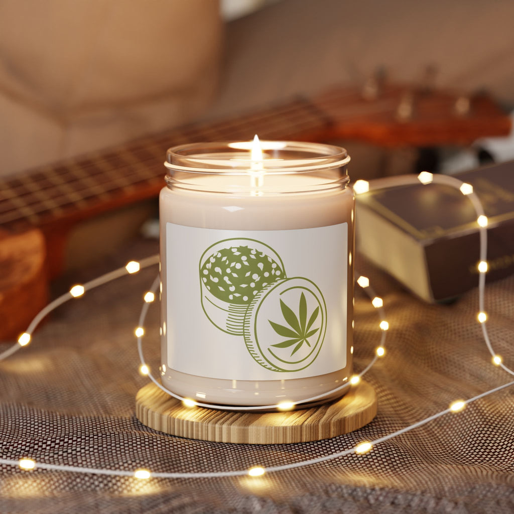 Cannabis Grinder Soy Candle — 9oz Scented Jar for Relaxation & Gift