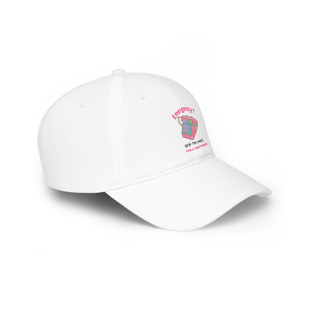 Phone Emergency Cap — "Emergency? Save the Planet, Call God First" Low Profile Baseball Hat