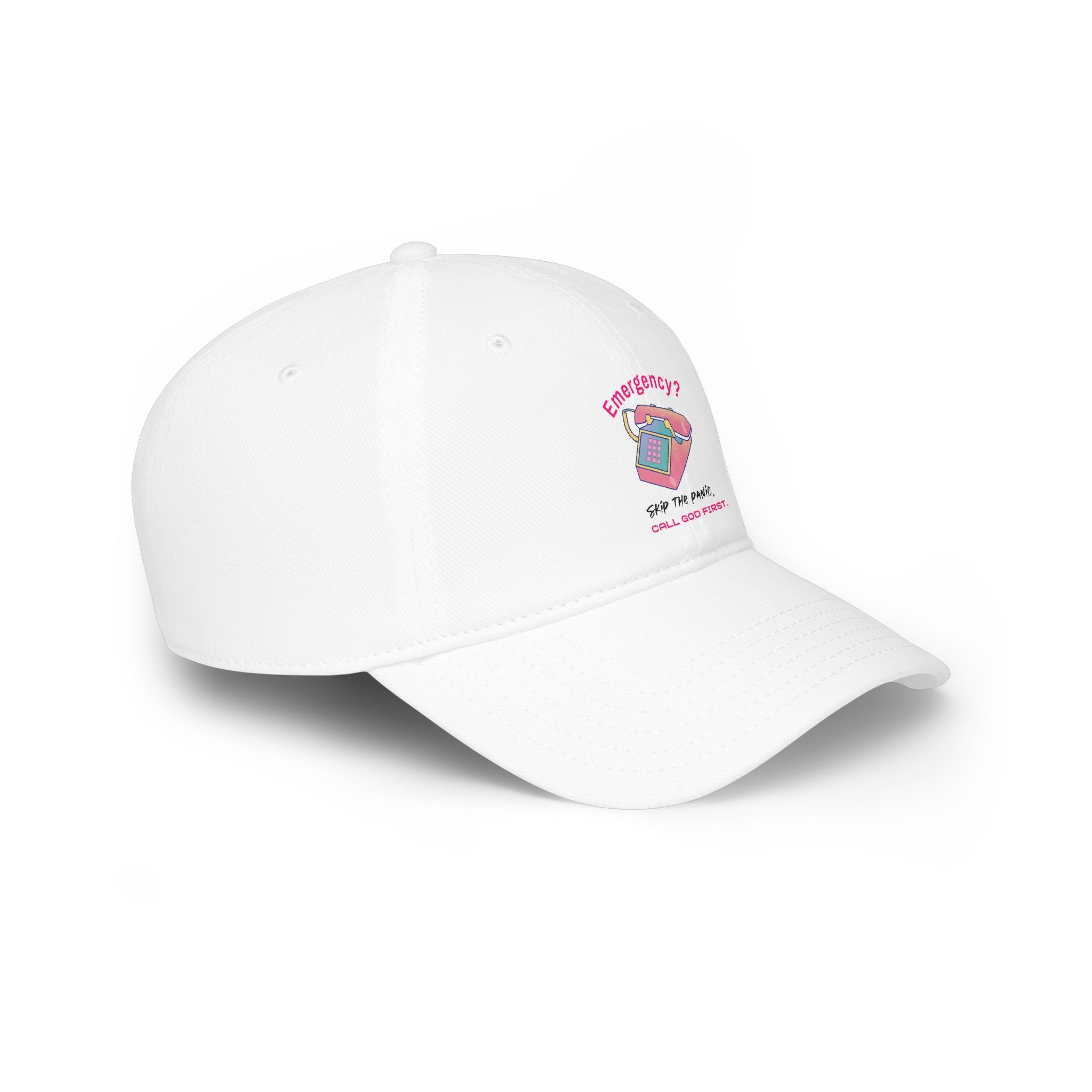 Phone Emergency Cap — "Emergency? Save the Planet, Call God First" Low Profile Baseball Hat