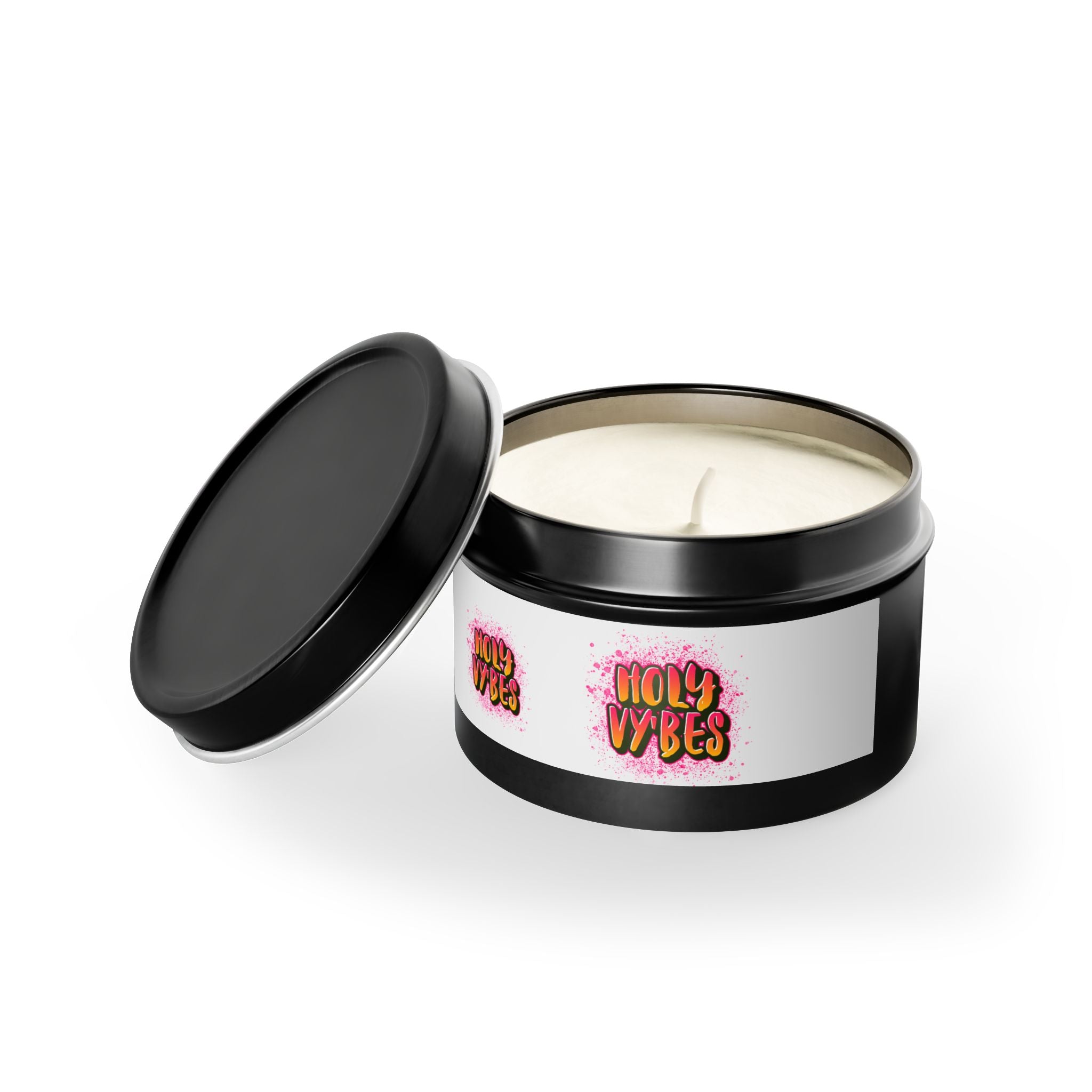 Holy Vibes Scented Tin Candle — Small Travel Candle with Bright Fruity Scent