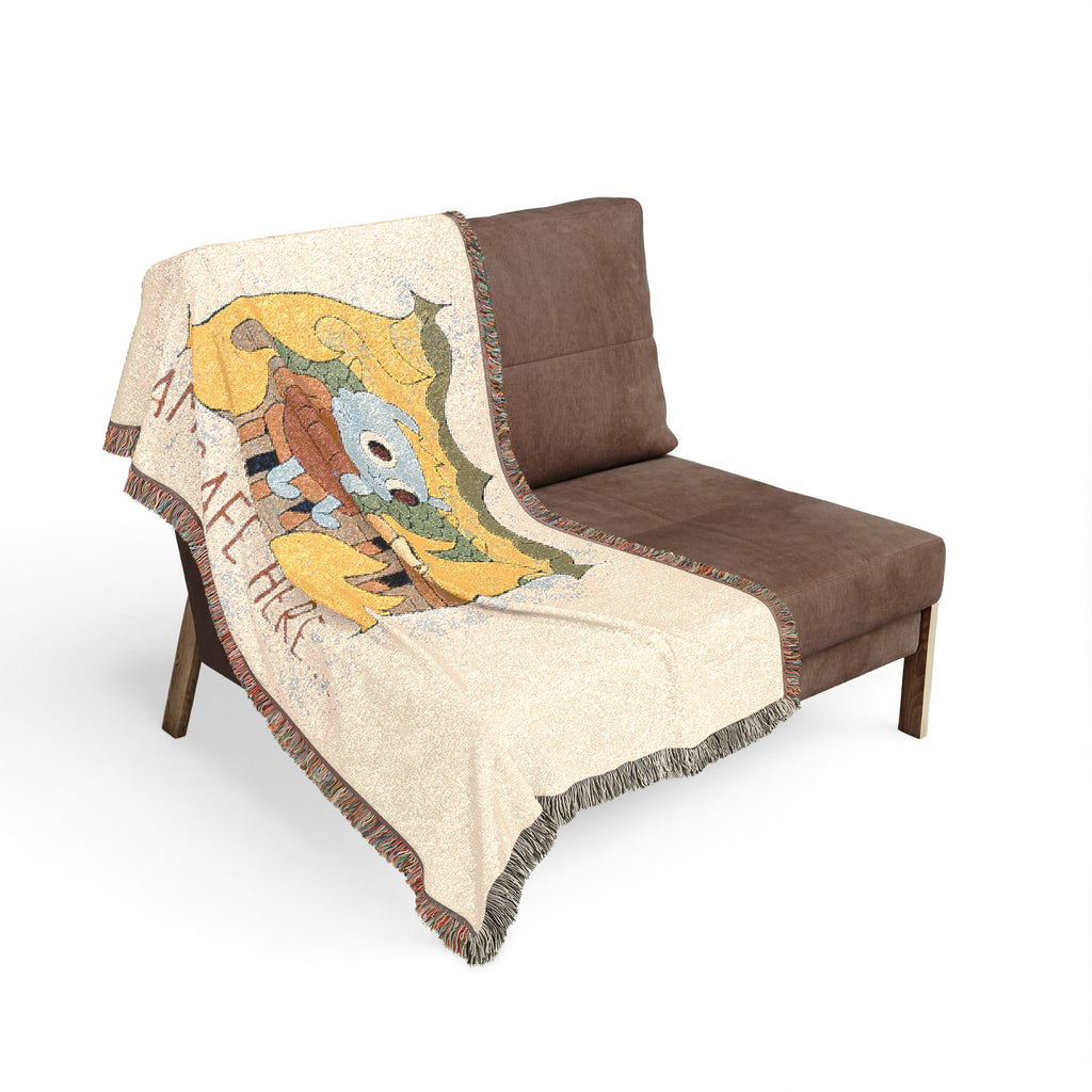 Woven Blanket — "Sit Safe Here" Cozy Cabin Throw Blanket