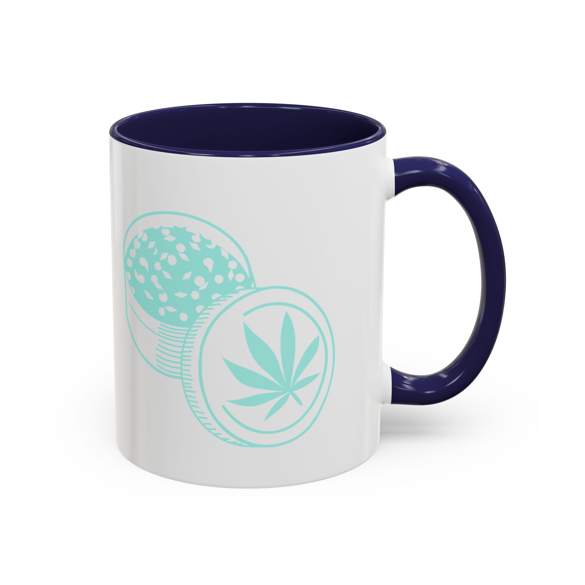 Cannabis Cookie Accent Coffee Mug – 11/15oz Hemp Leaf Design