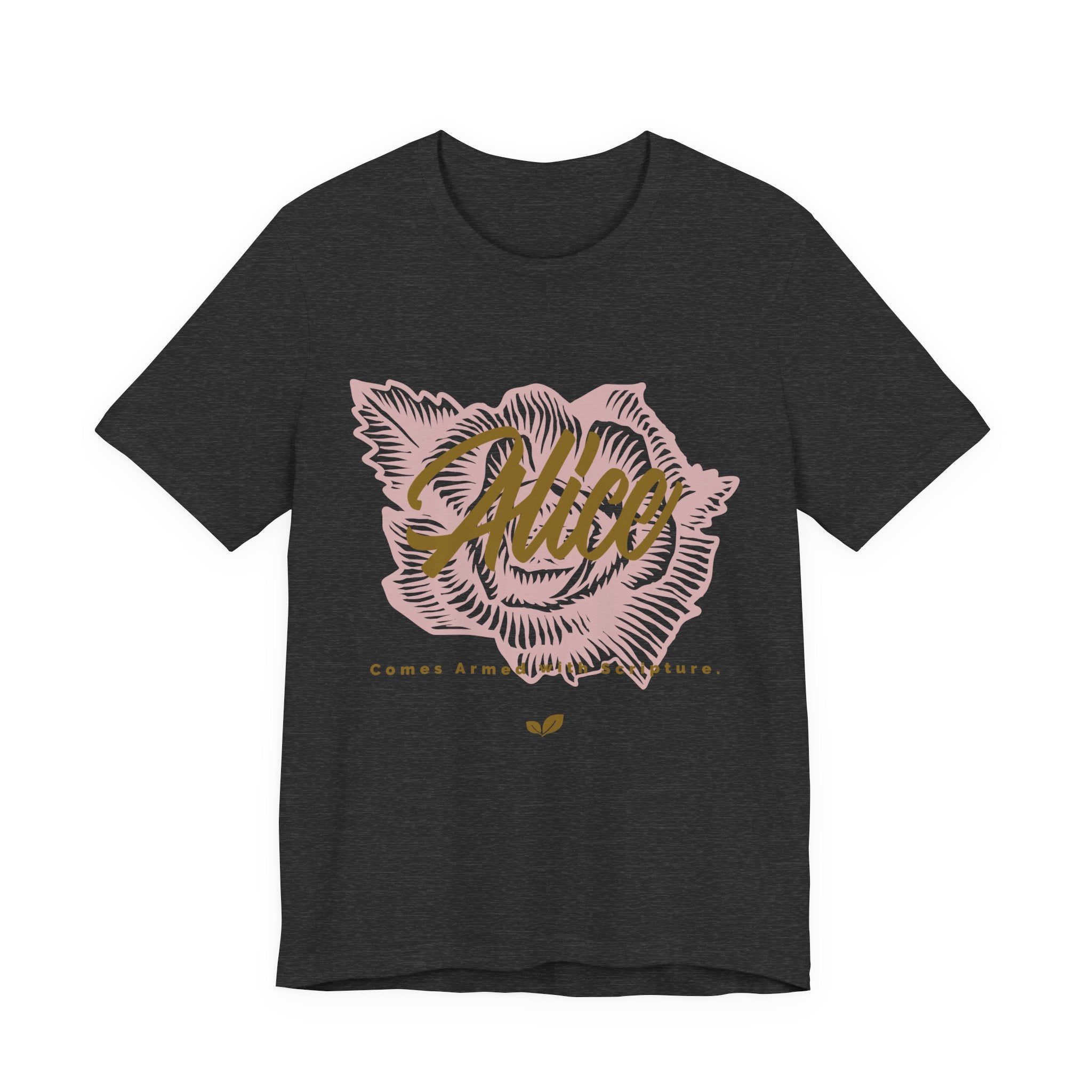 Alice Floral Tee — 'Alice' Script with Rose Illustration