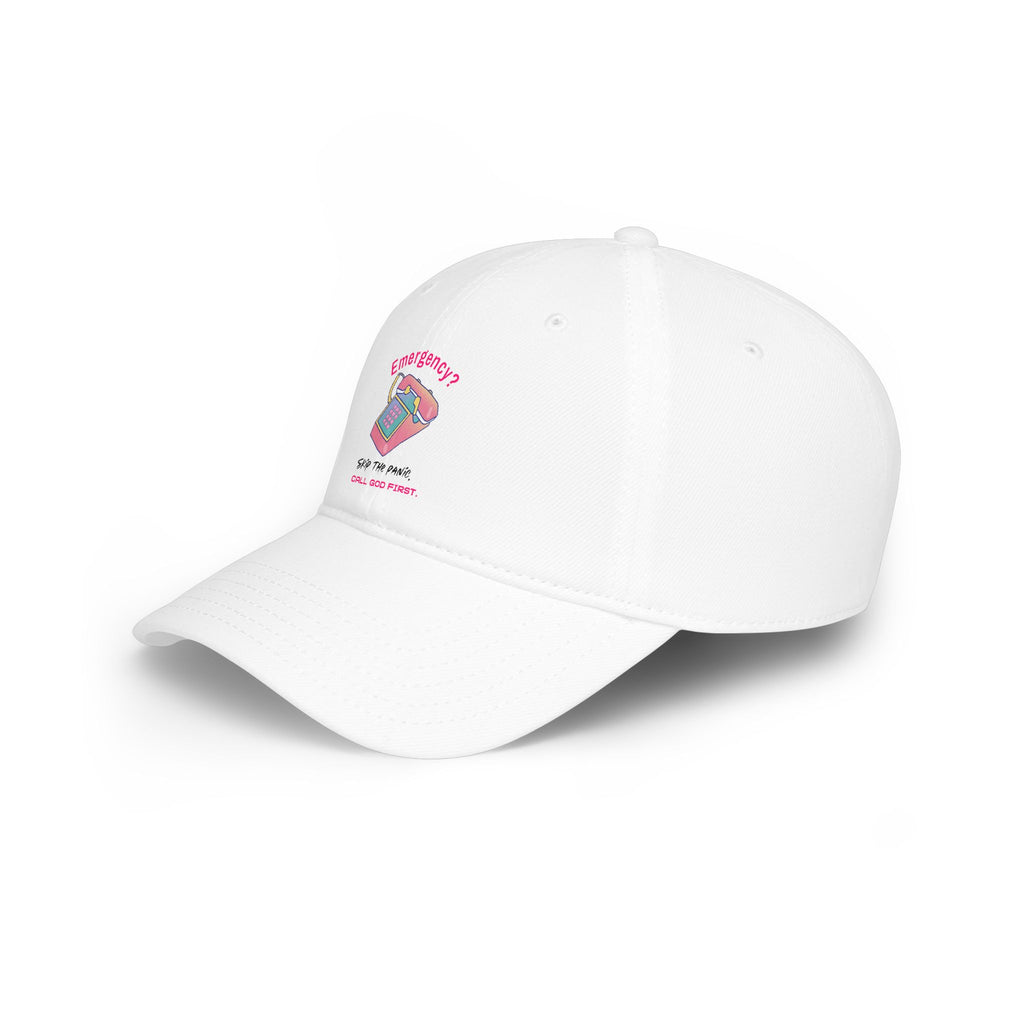 Phone Emergency Cap — "Emergency? Save the Planet, Call God First" Low Profile Baseball Hat