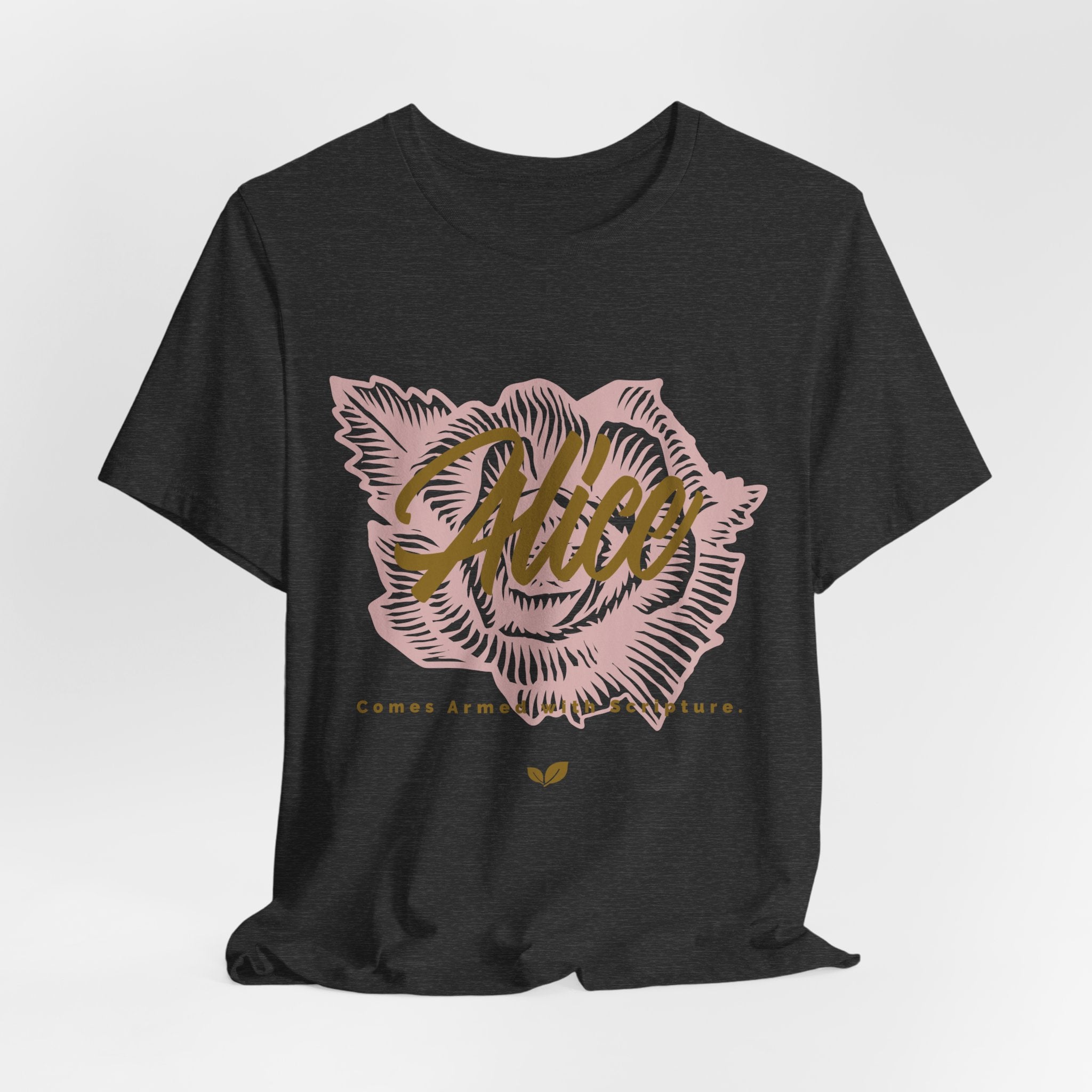 Alice Floral Tee — 'Alice' Script with Rose Illustration