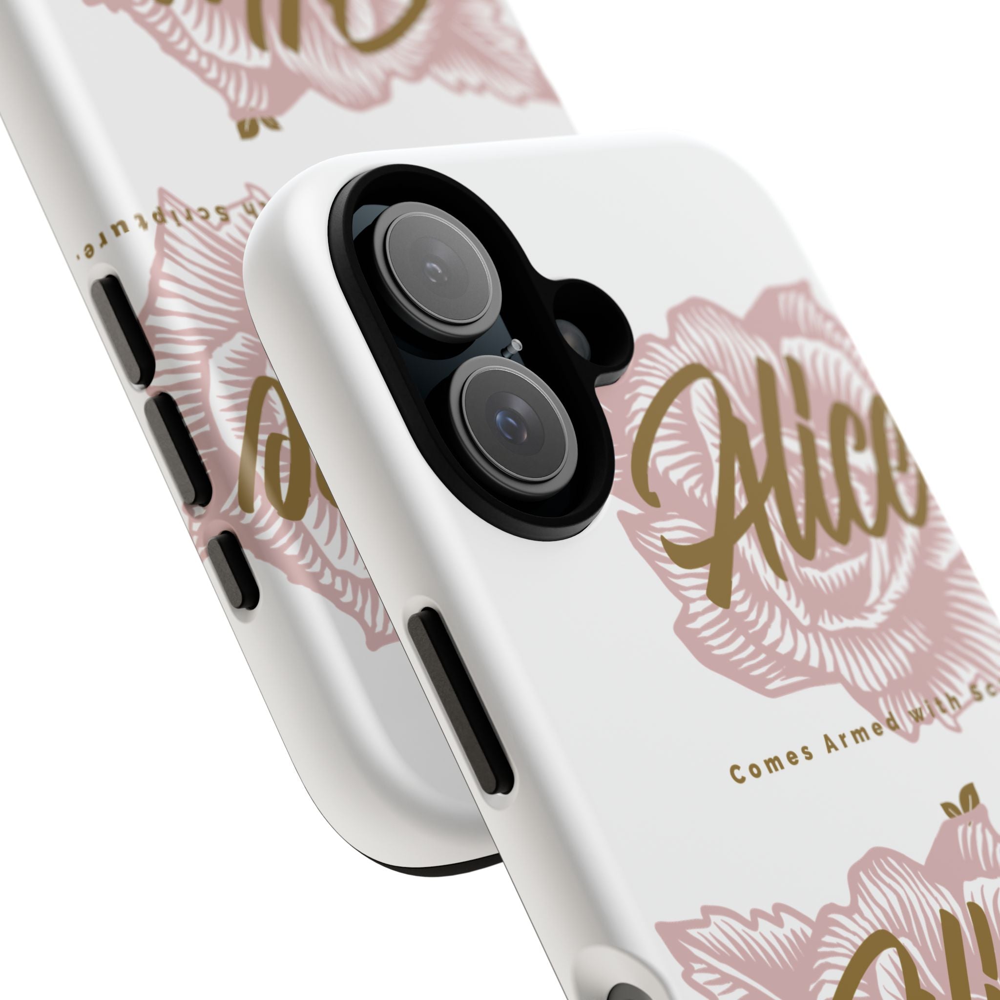 Alice Floral Phone Case — Personalized Tough Case with Gold Script