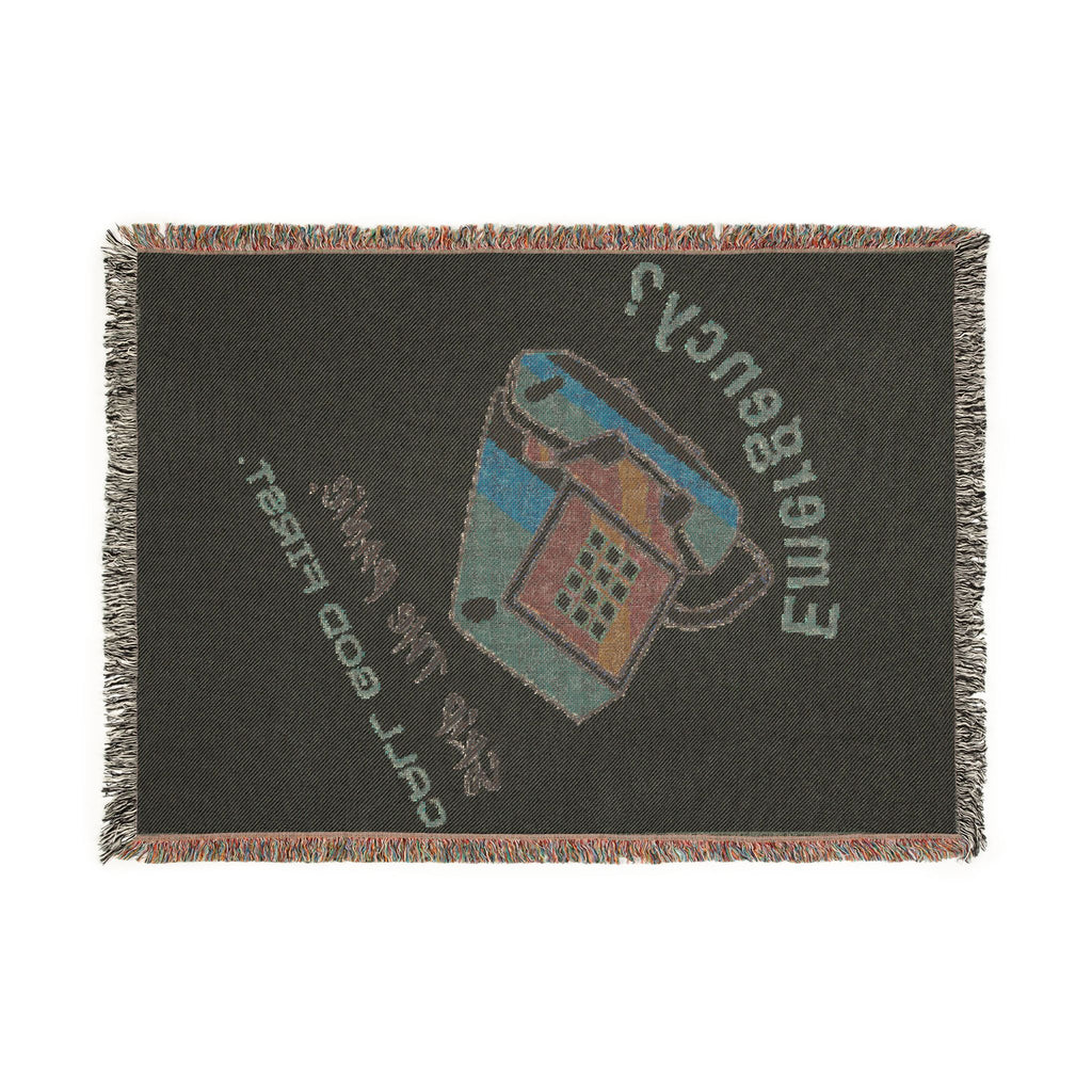 Emergency? Phone Bag Woven Blanket — Cozy Novelty Throw for Home, Dorm, Gifts