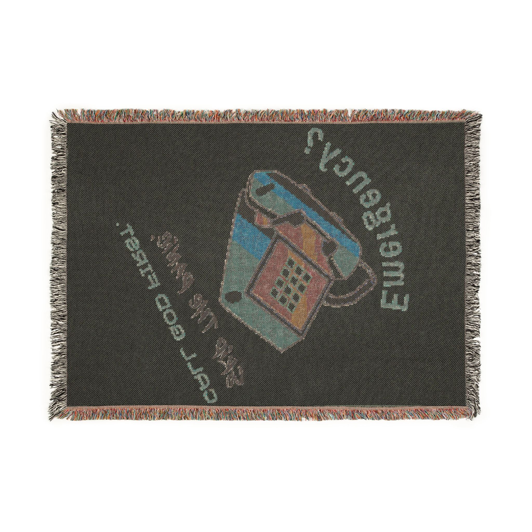 Emergency? Phone Bag Woven Blanket — Cozy Novelty Throw for Home, Dorm, Gifts