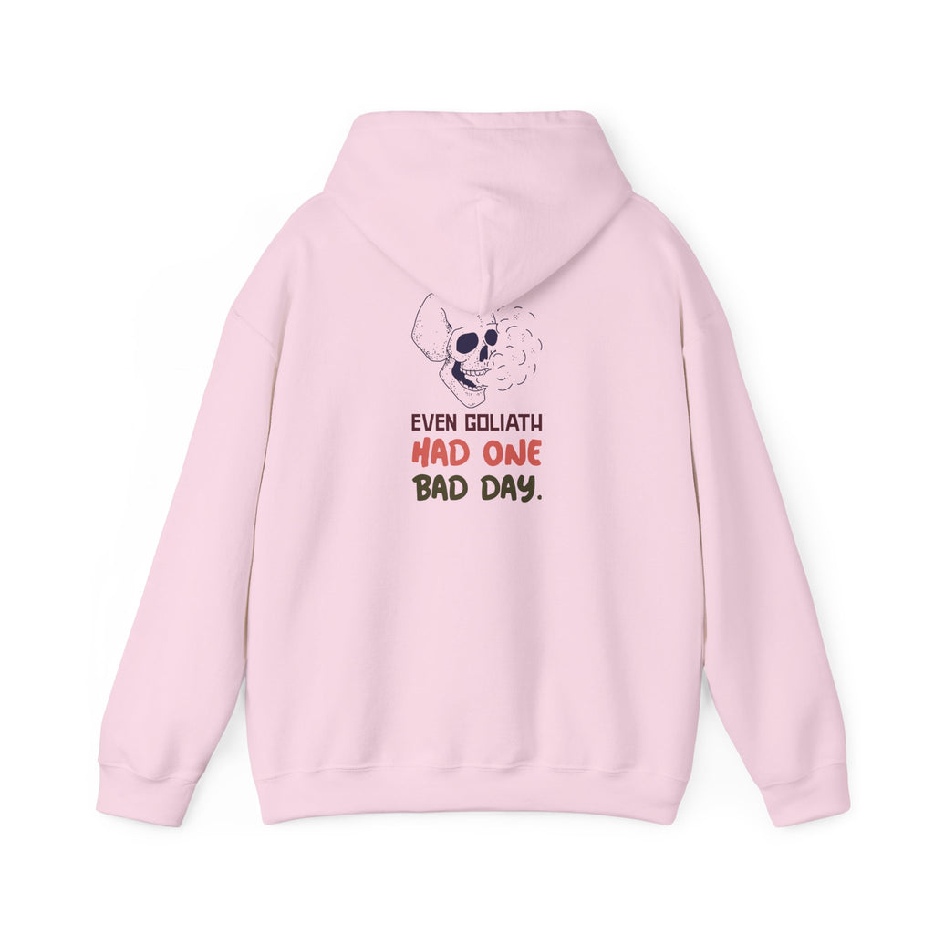 Hoodie — 'Even Goliath Had One Bad Day' Skull Graphic Hooded Sweatshirt