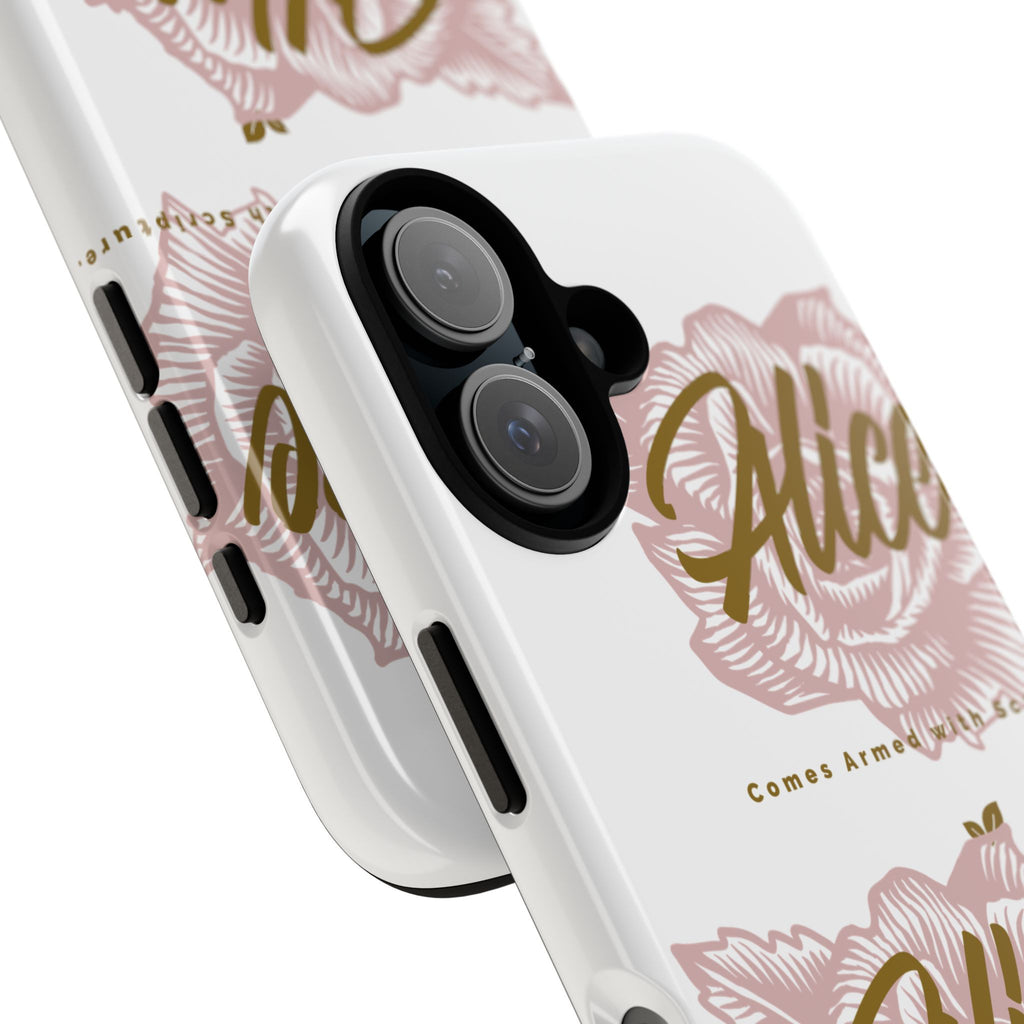 Alice Floral Phone Case — Personalized Tough Case with Gold Script