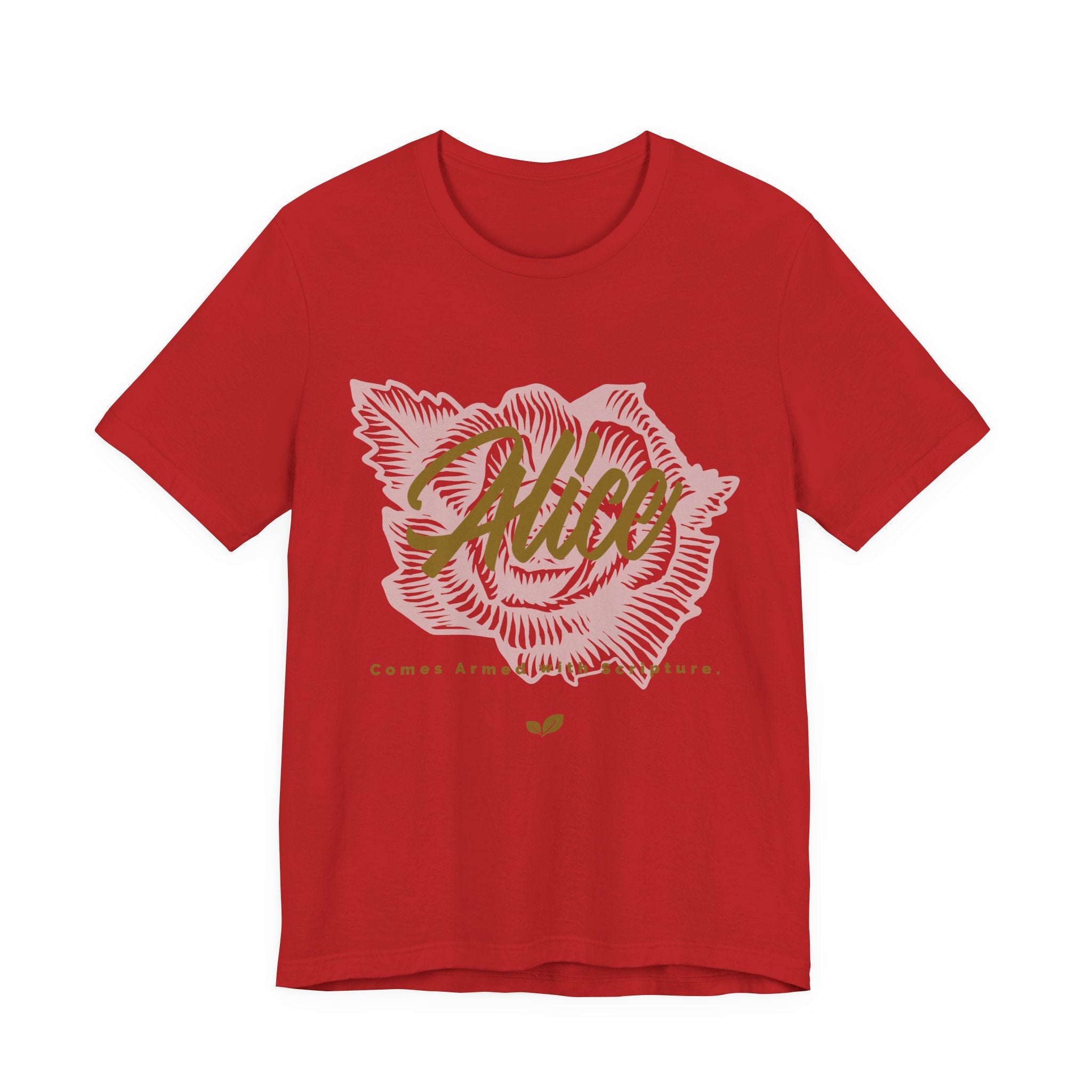 Alice Floral Tee — 'Alice' Script with Rose Illustration