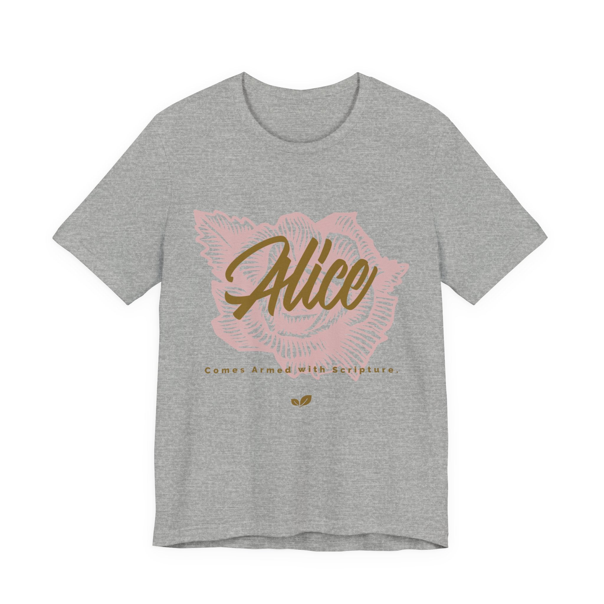 Alice Floral Tee — 'Alice' Script with Rose Illustration