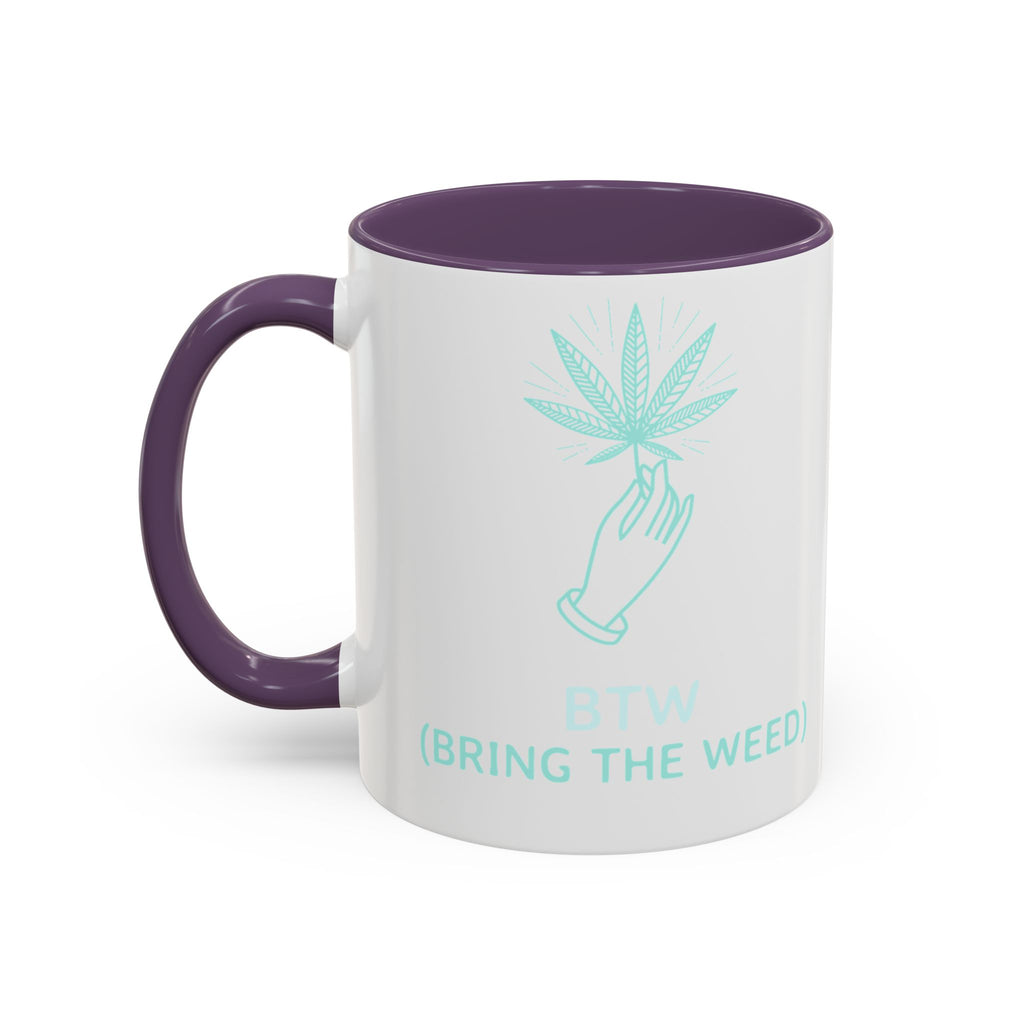 Cannabis Cookie Accent Coffee Mug – 11/15oz Hemp Leaf Design