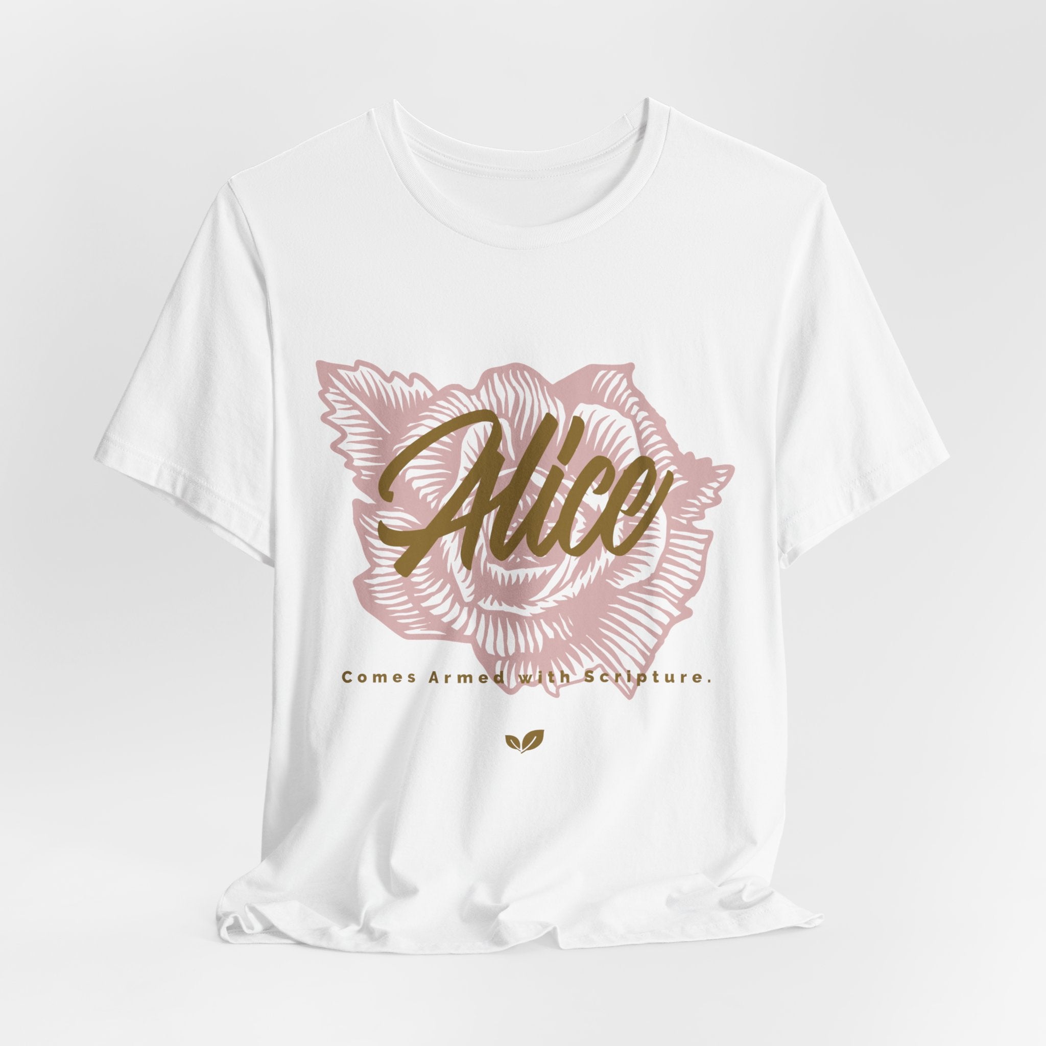 Alice Floral Tee — 'Alice' Script with Rose Illustration